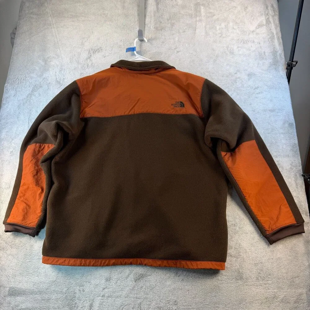 The North Face Fleece Jacket Mens XLT Brown Orange Full Zip Tall Outdoor Coat